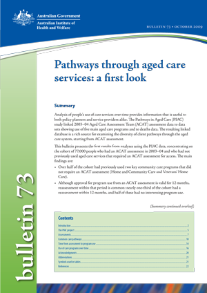 Pathways through aged care services: a first look