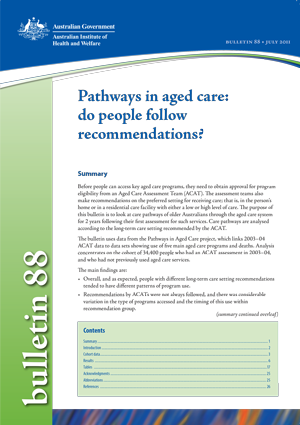 Pathways in aged care: do people follow recommendations?