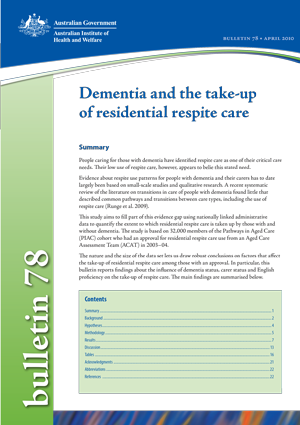 Dementia and the take-up of residential respite care